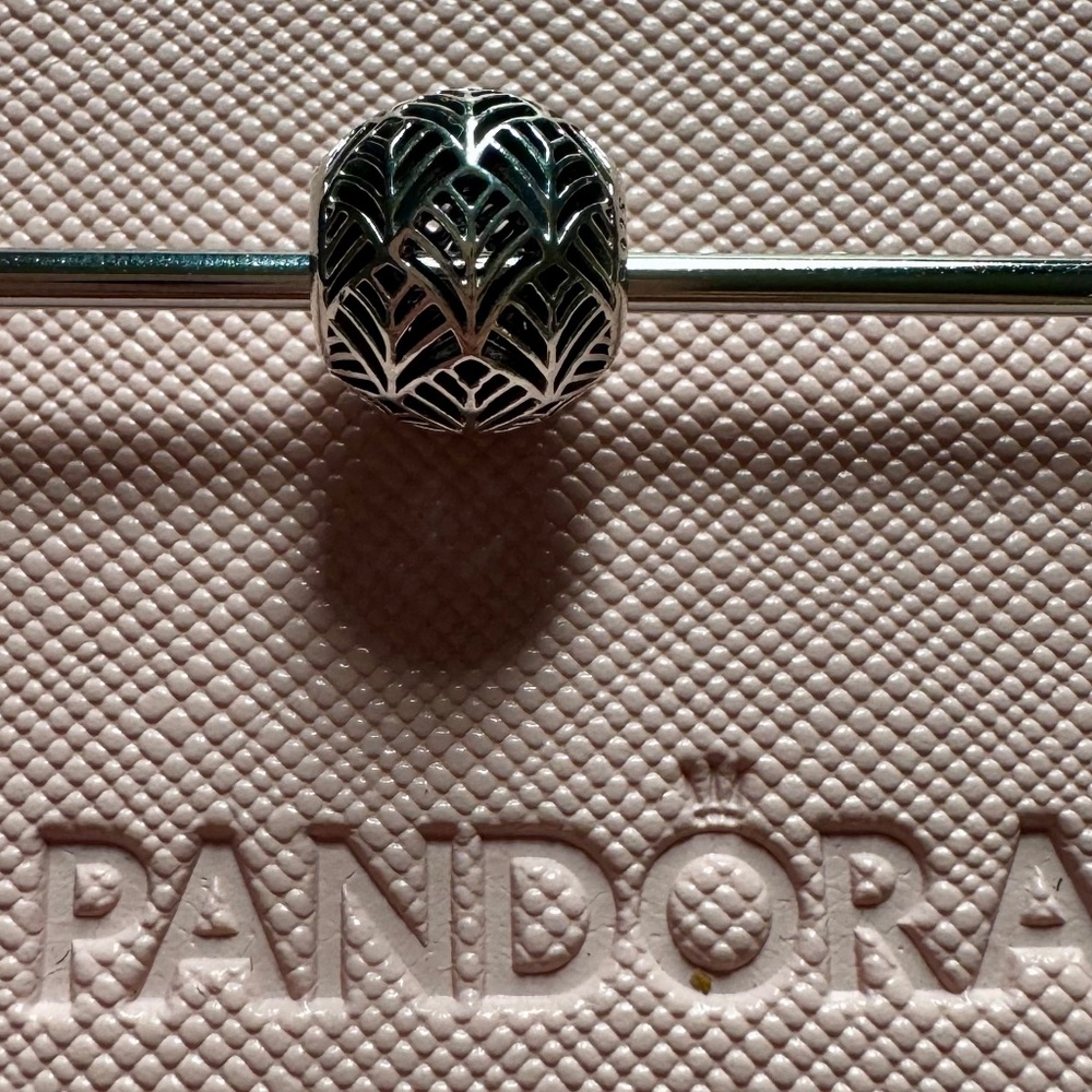 Authentic Pandora Silver Tropicana Palm Leaves Openwork Charm